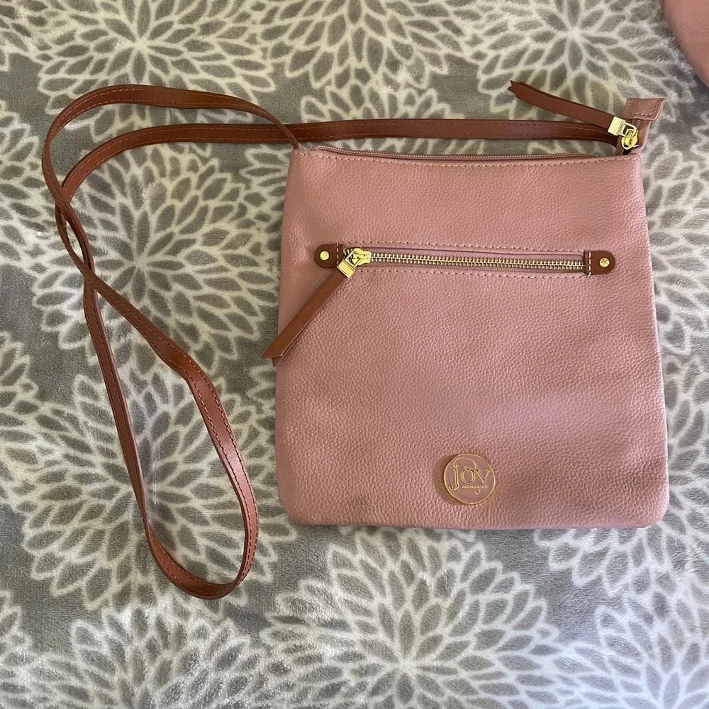 Joy Mangano Pink‎ Pebbled Leather Tote Bag Crossbody Purse Matching Set Normcore